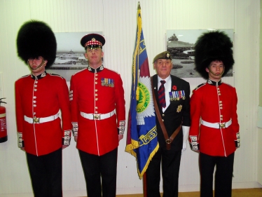 Tom Davies pictured with members of the Scots Guards